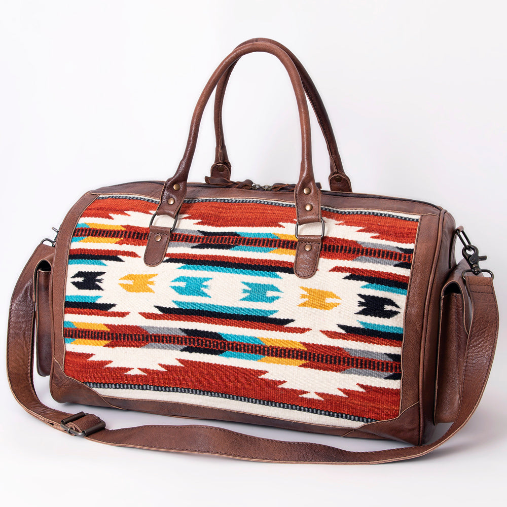 LC-ADBG605 Tooled Leather & Saddle Blanket Duffel Bag Western Travel Weekender by American Darling