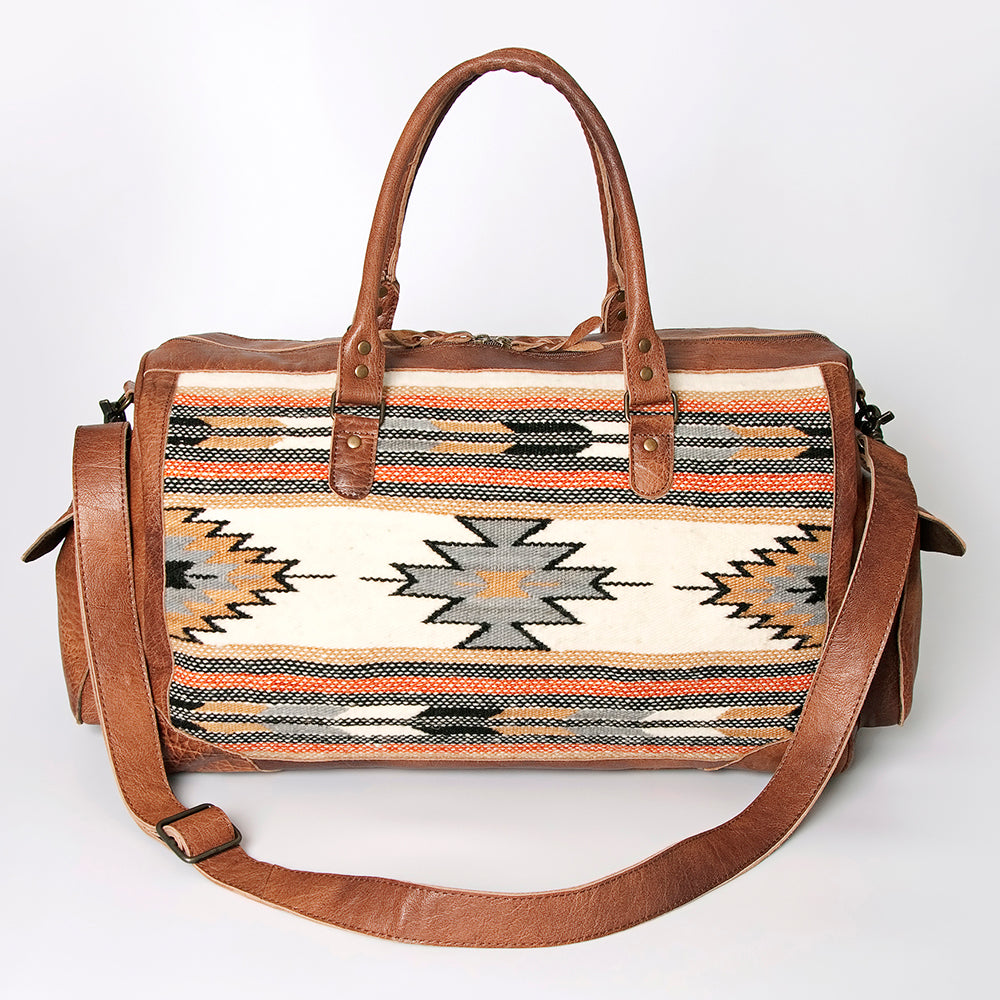 LC-ADBG605 Tooled Leather & Saddle Blanket Duffel Bag Western Travel Weekender by American Darling