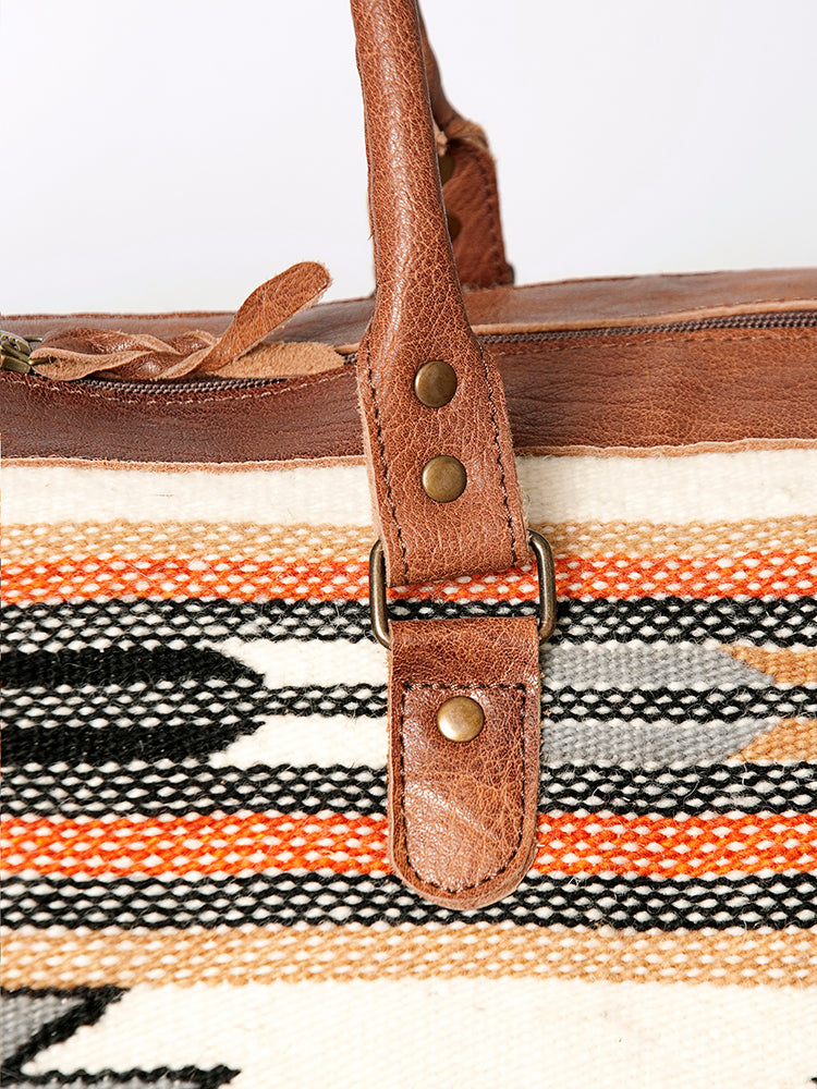 LC-ADBG605 Tooled Leather & Saddle Blanket Duffel Bag Western Travel Weekender by American Darling