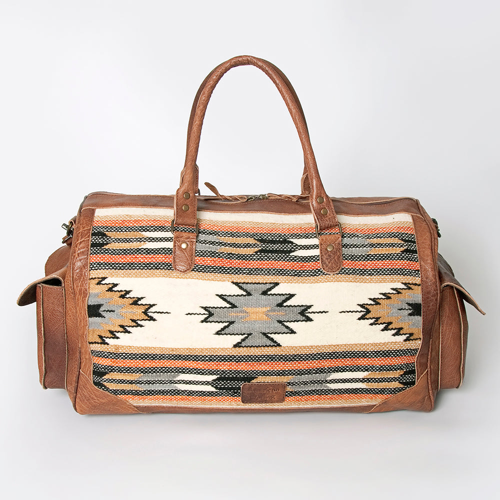 LC-ADBG605 Tooled Leather & Saddle Blanket Duffel Bag Western Travel Weekender by American Darling