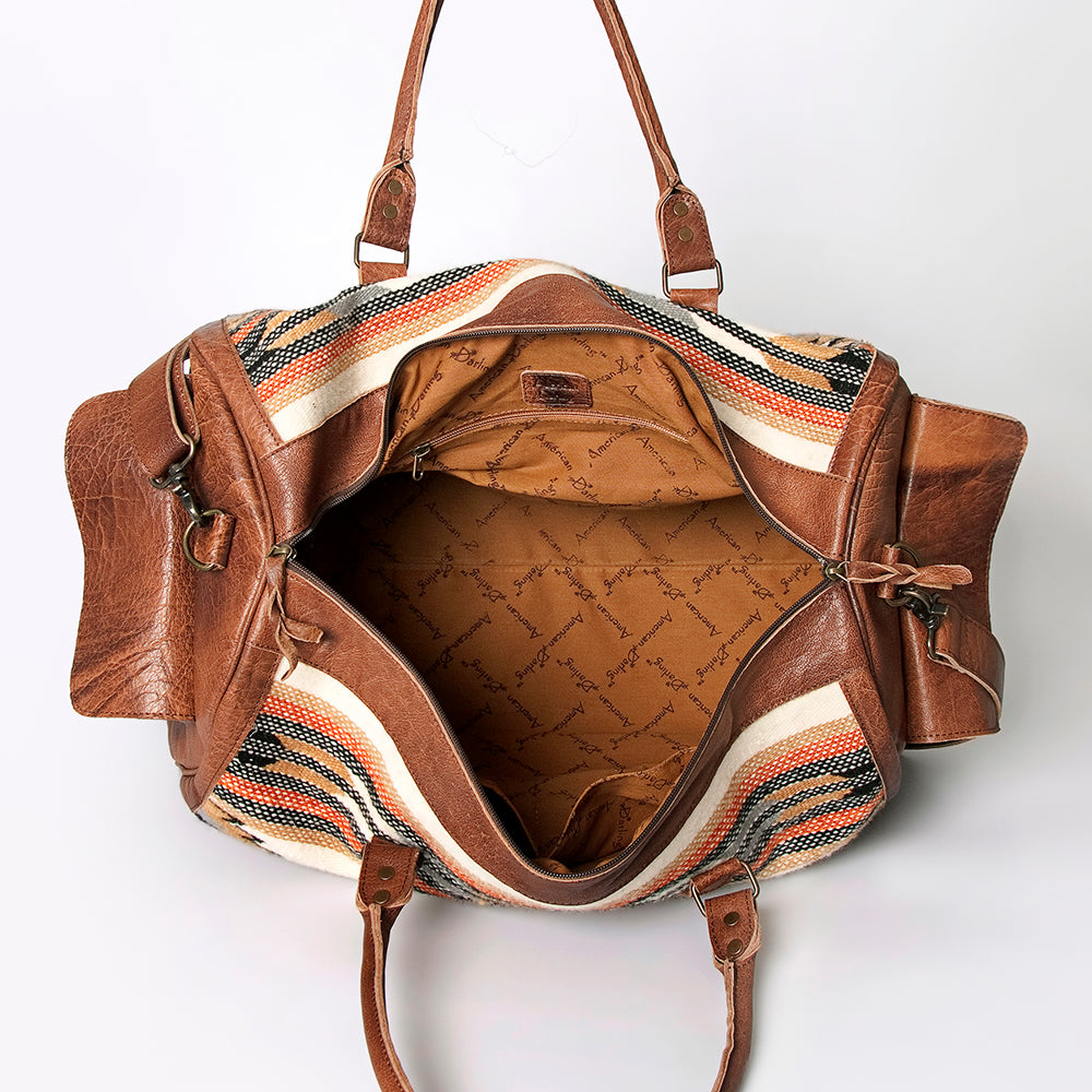 LC-ADBG605 Tooled Leather & Saddle Blanket Duffel Bag Western Travel Weekender by American Darling