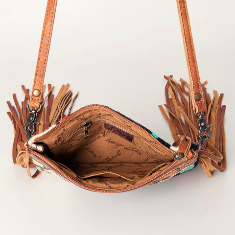 American Darling Western Cross body Bag with Hand Woven Saddle Blanket & Fringes