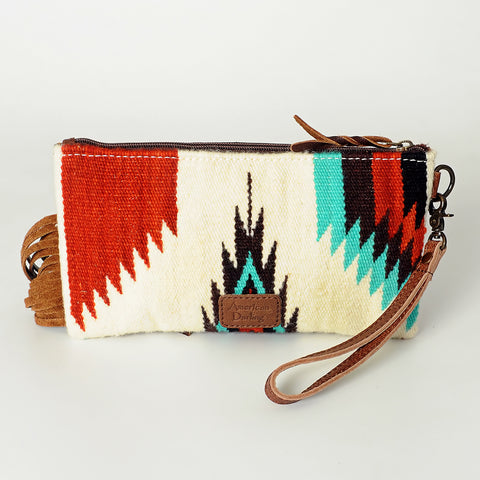 American Darling Hand Tooled Saddle Blanket Wristlet Bag