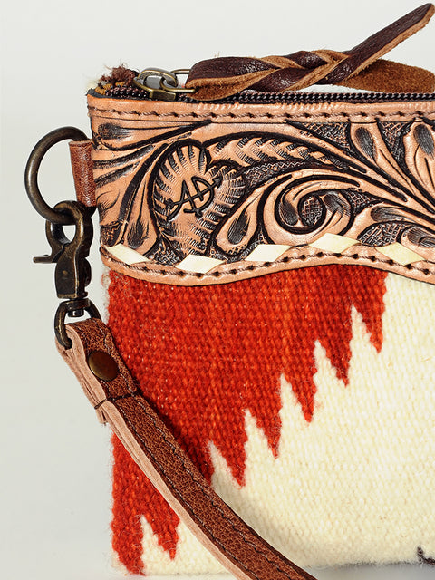 American Darling Hand Tooled Saddle Blanket Wristlet Bag