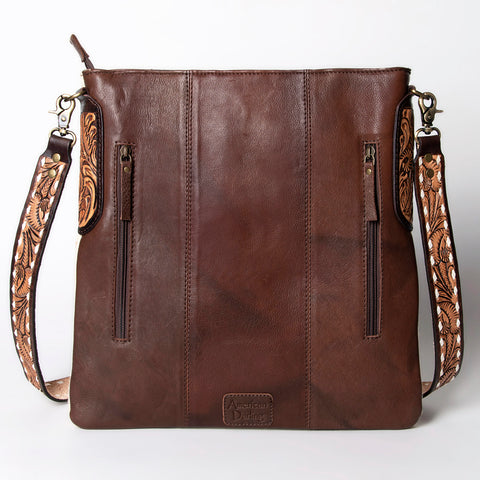 American Darling Aztec Pattern Woven Tooled Leather Fringed Crossbody