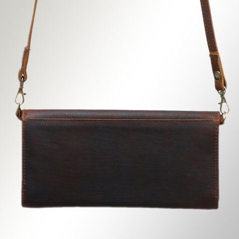 Western Floral Tooled Leather Wallet - Boho Rodeo Clutch