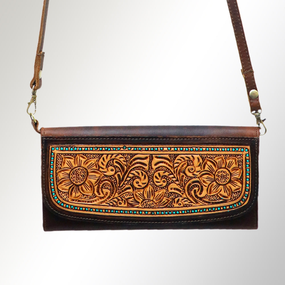 LC-ADBGM102 Western Floral Tooled Leather Wallet - by American Darling