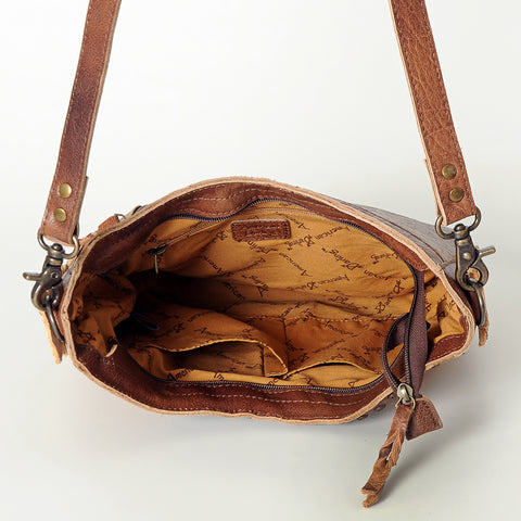 American Darling Handcrafted Hand Tooled Leather and Saddle Blanket Crossbody Bag