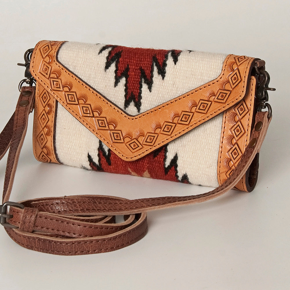 LC-ADBG906 Western Envelope Crossbody Bag Handwoven Wool & Tooled Leather by American Darling