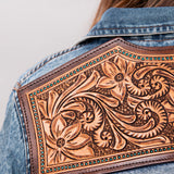 LC-ADSH014 Genuine leather Women Denim shirt jacket dress