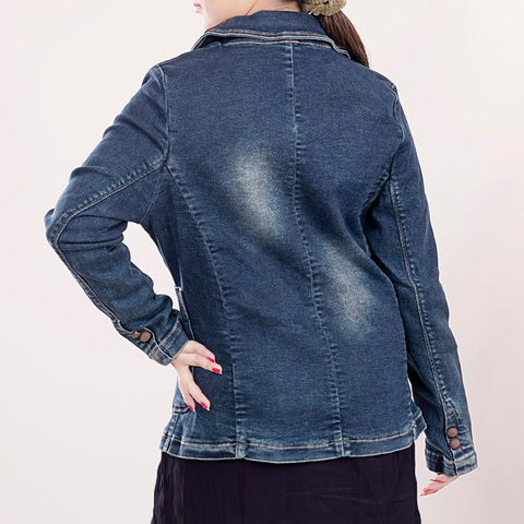 Luxury Western Denim Blazer with Intricate Floral Tooled Leather Detailing