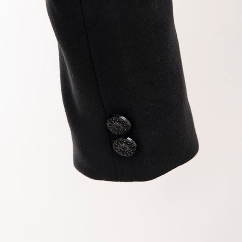 American Darling Women Western Black Fabric Blazer with Hand-Tooled Leather Lapels