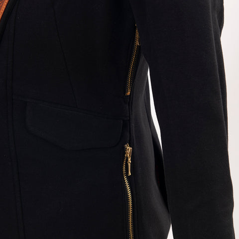 American Darling Fabric Western Blazer - Hand-Tooled Ornate Leather Lapels
