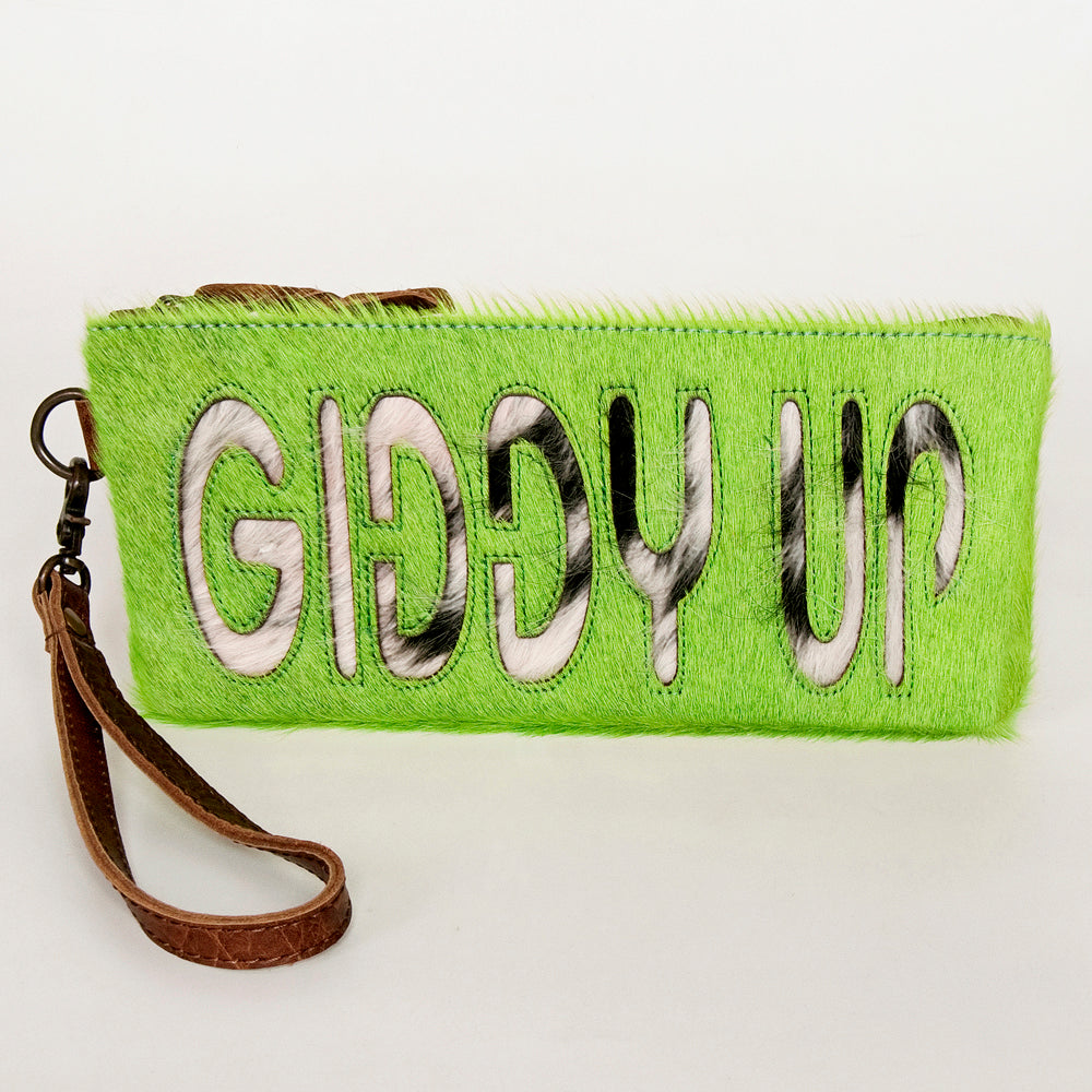 ADBG344 Hair-On Hide Rodeo Wristlet Clutch with Leather Strap