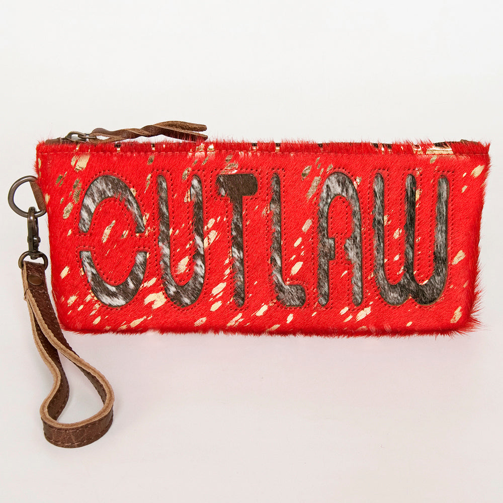 ADBG344 Hair-On Hide Rodeo Wristlet Clutch with Leather Strap