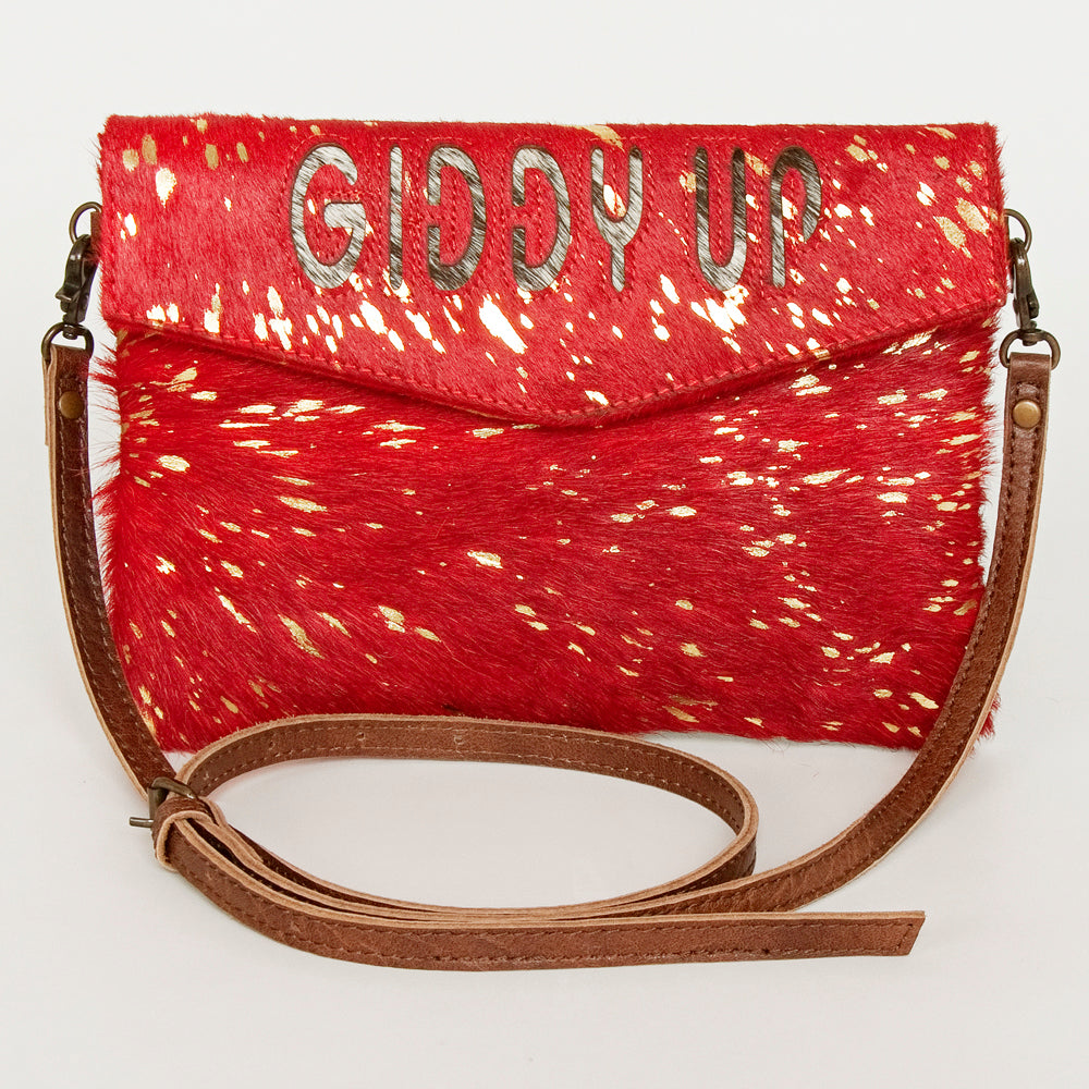ADBGS178 Red Metallic Cowhide Envelope Crossbody - Western Leather Purse