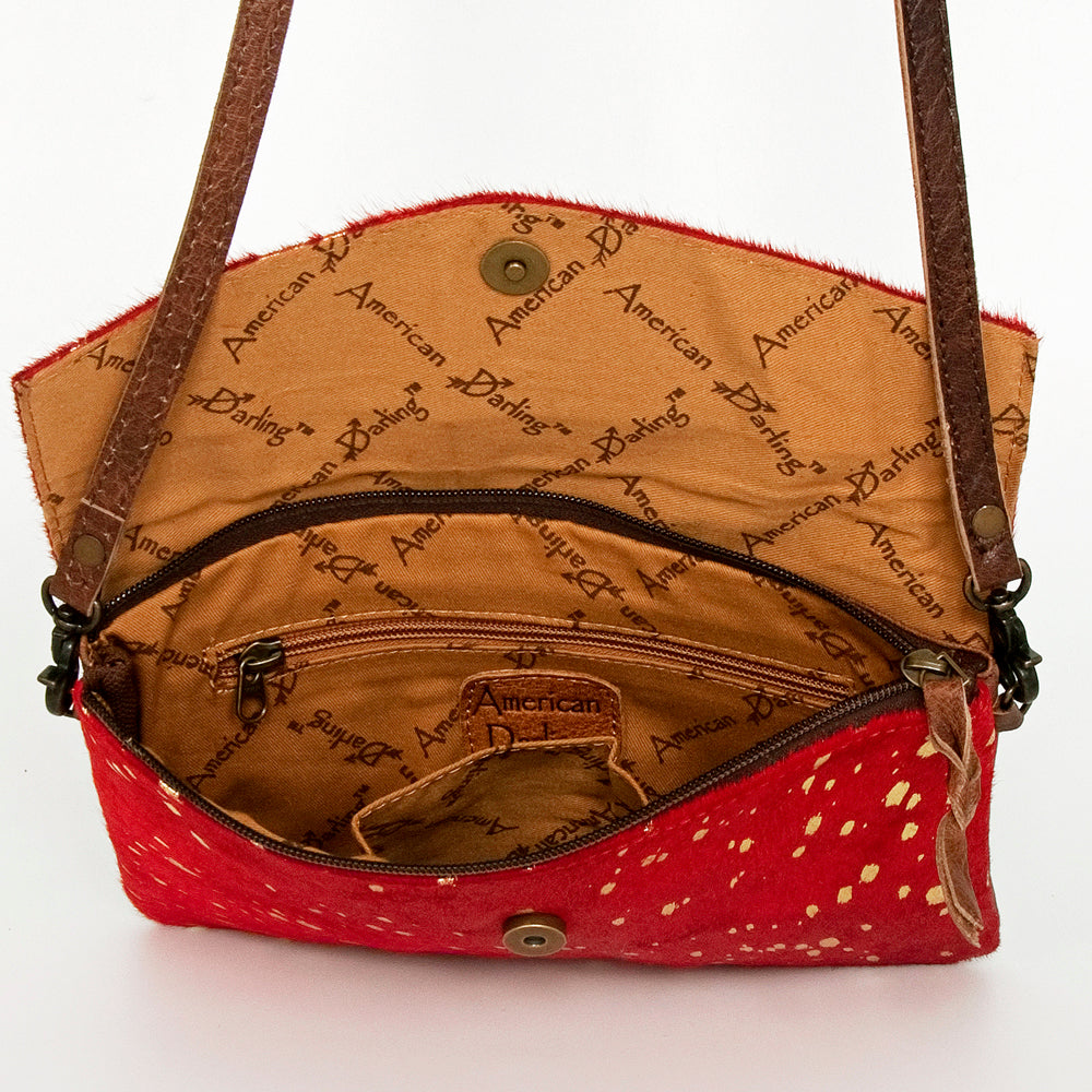 ADBGS178 Red Metallic Cowhide Envelope Crossbody - Western Leather Purse