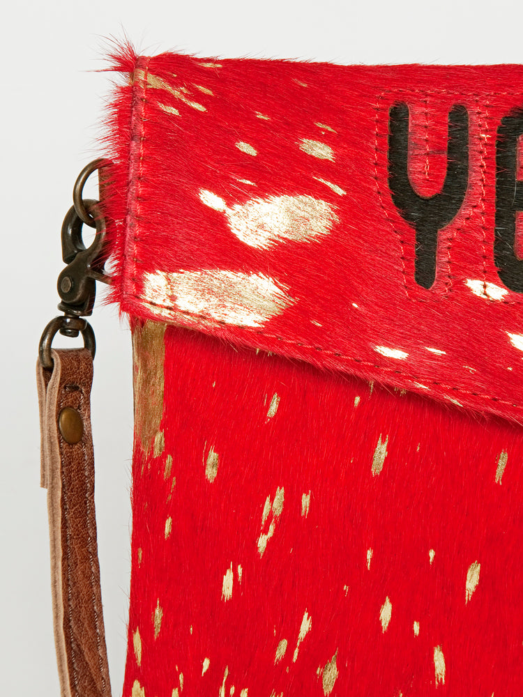 ADBGS178 Red Metallic Cowhide Envelope Crossbody - Western Leather Purse
