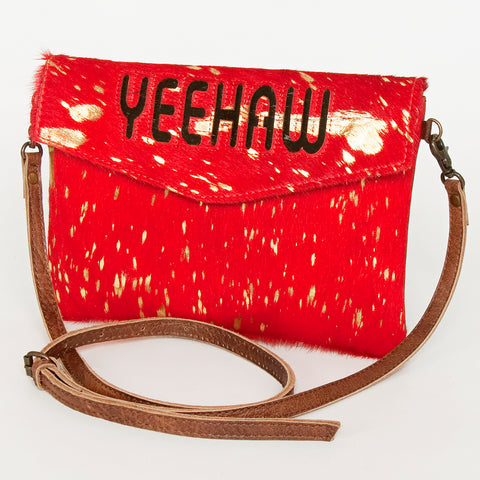 ADBGS178 Red Metallic Cowhide Envelope Crossbody - Western Leather Purse
