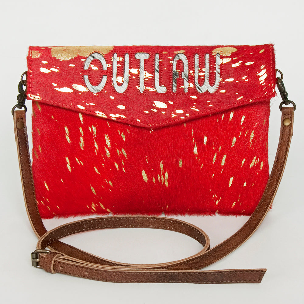 ADBGS178 Red Metallic Cowhide Envelope Crossbody - Western Leather Purse