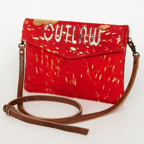 ADBGS178 Red Metallic Cowhide Envelope Crossbody - Western Leather Purse