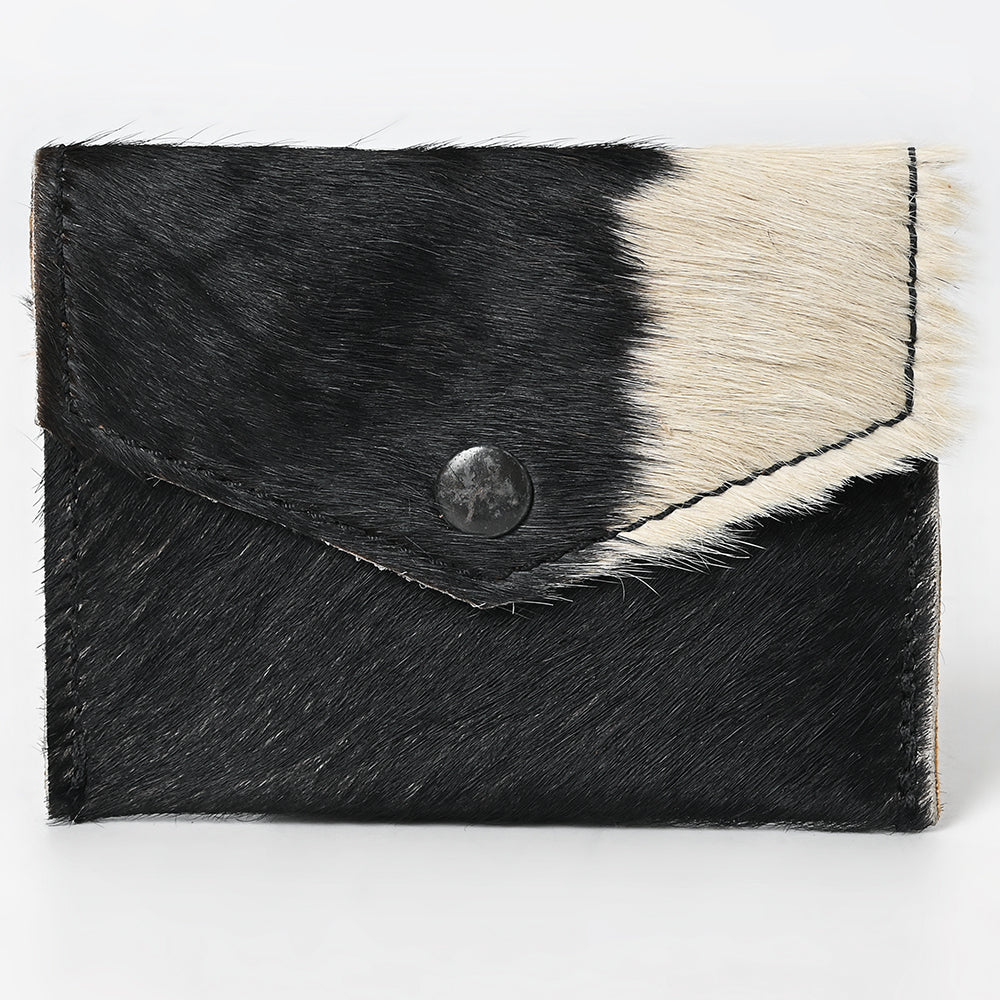 LC-ADBGZ141 Hair-On Cowhide Card Holder - Western Leather Mini Wallet