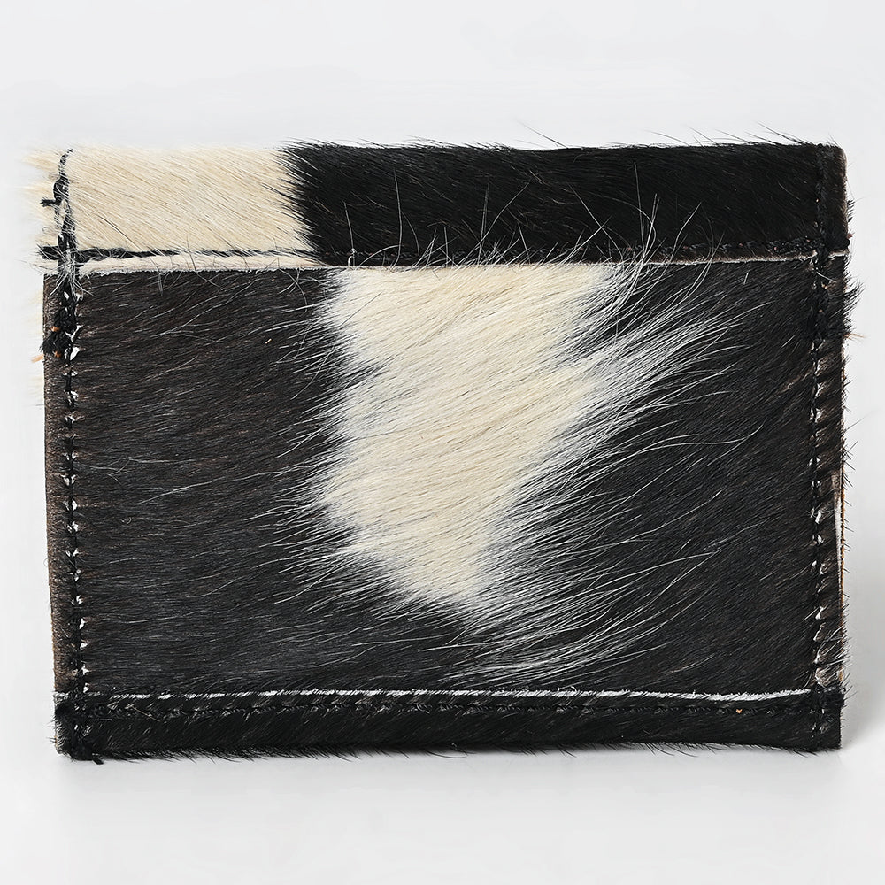 LC-ADBGZ141 Hair-On Cowhide Card Holder - Western Leather Mini Wallet