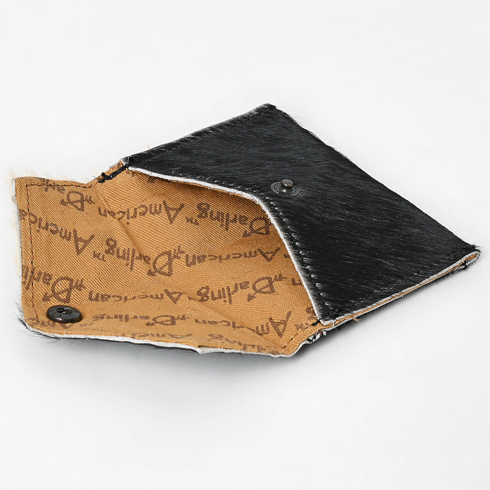 LC-ADBGZ141 Hair-On Cowhide Card Holder - Western Leather Mini Wallet