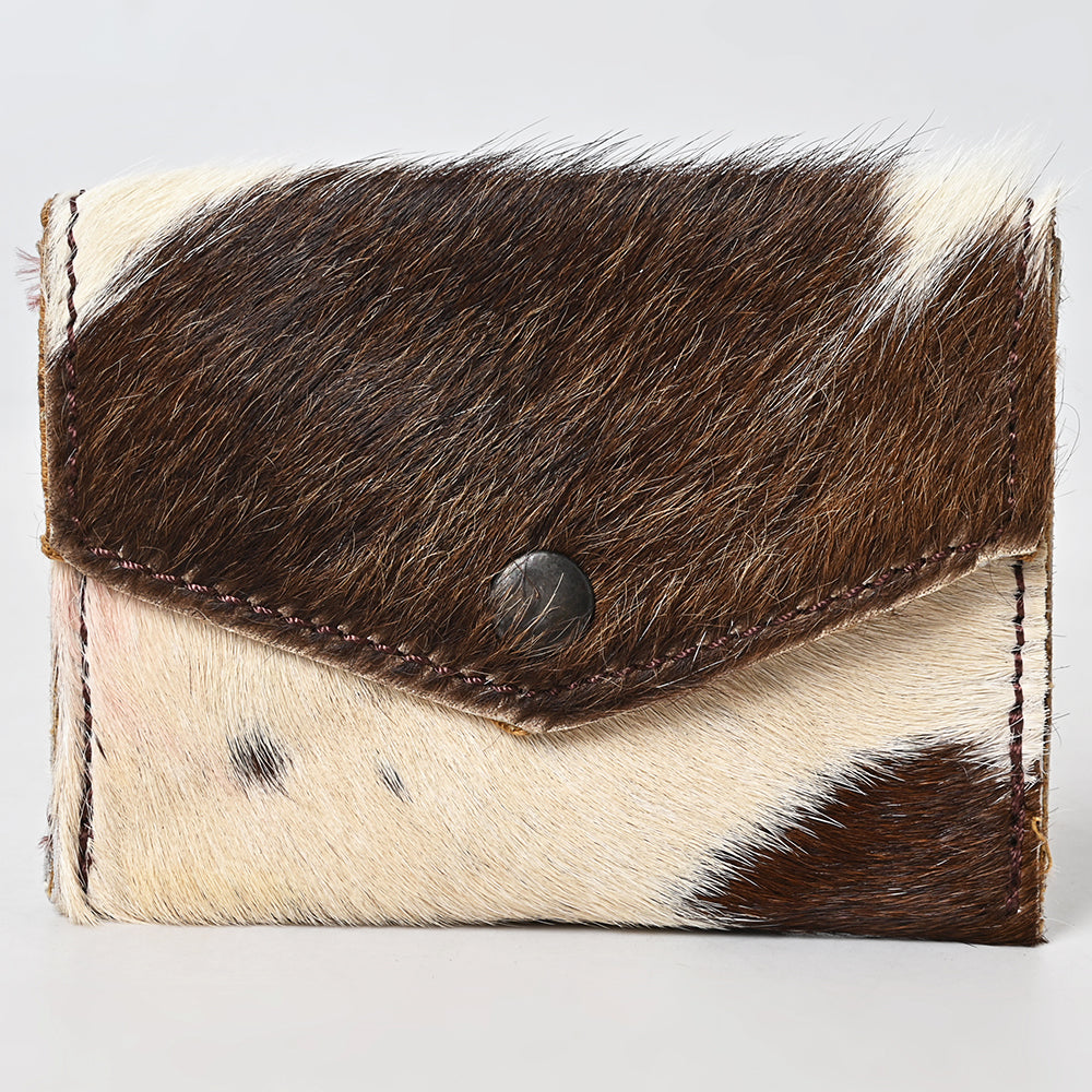 LC-ADBGZ141 Hair-On Cowhide Card Holder - Western Leather Mini Wallet