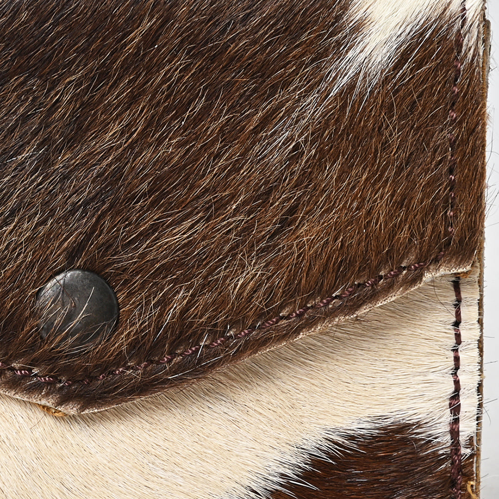 LC-ADBGZ141 Hair-On Cowhide Card Holder - Western Leather Mini Wallet