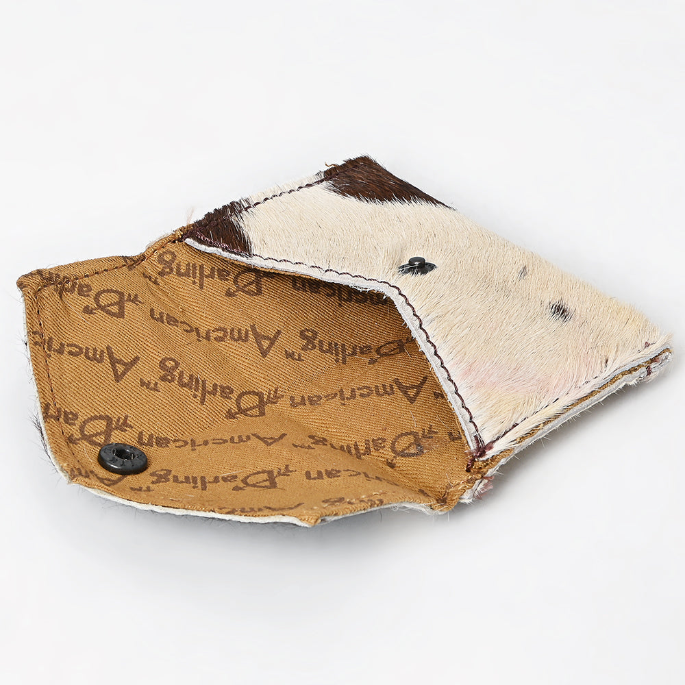 LC-ADBGZ141 Hair-On Cowhide Card Holder - Western Leather Mini Wallet