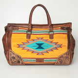 LC-ADBG516 Tooled Leather & Saddle Blanket Duffel Bag Belle Western Travel Weekender by American Darling