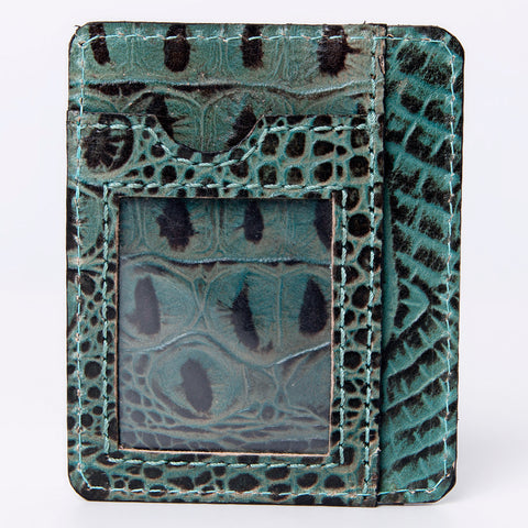 American Darling Crocodile Embossed Western Leather Card-Holder
