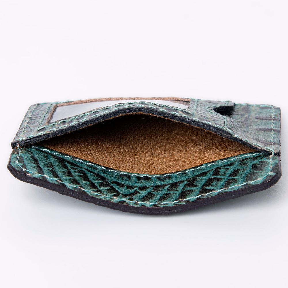 ADBG976 Crocodile Embossed Leather Card Holder Western Minimalist by American Darling