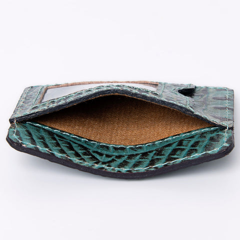 American Darling Crocodile Embossed Western Leather Card-Holder