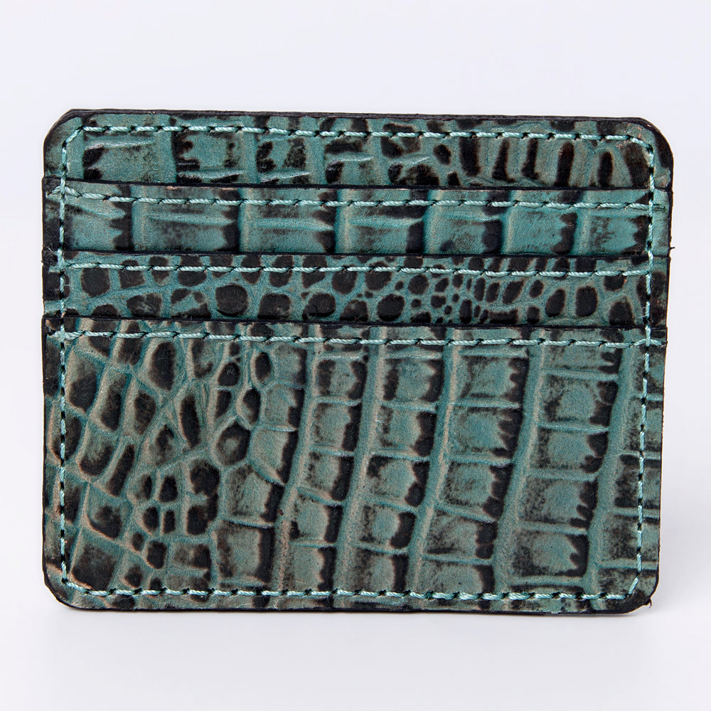 ADBG976 Crocodile Embossed Leather Card Holder Western Minimalist by American Darling