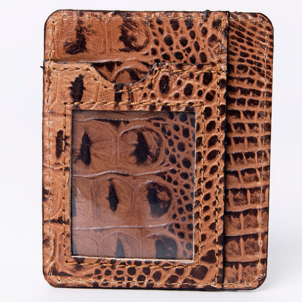 ADBG976 Crocodile Embossed Leather Card Holder Western Minimalist by American Darling