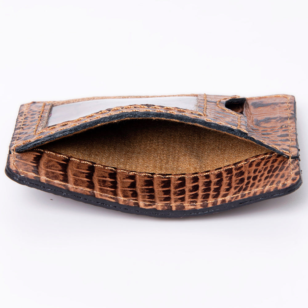 ADBG976 Crocodile Embossed Leather Card Holder Western Minimalist by American Darling