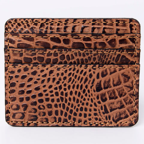 American Darling Crocodile Embossed Western Leather Card-Holder