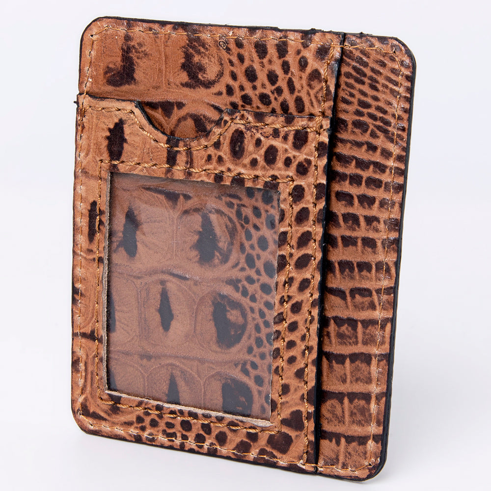 ADBG976 Crocodile Embossed Leather Card Holder Western Minimalist by American Darling