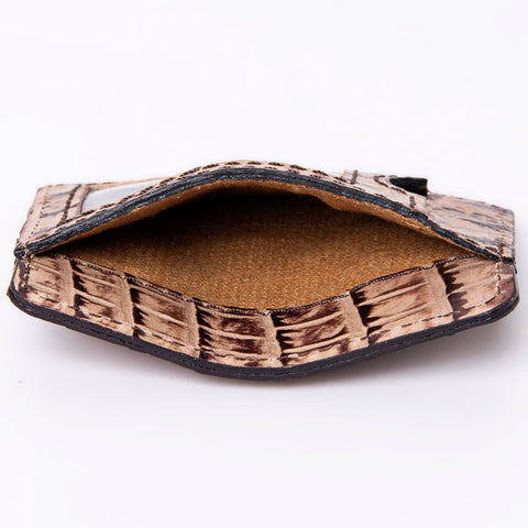 American Darling Crocodile Embossed Western Leather Card-Holder