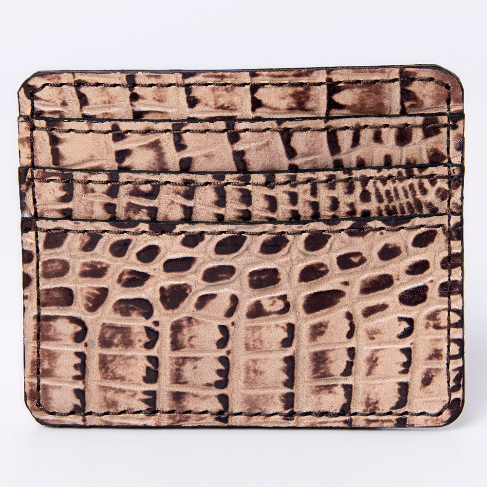 ADBG976 Crocodile Embossed Leather Card Holder Western Minimalist by American Darling