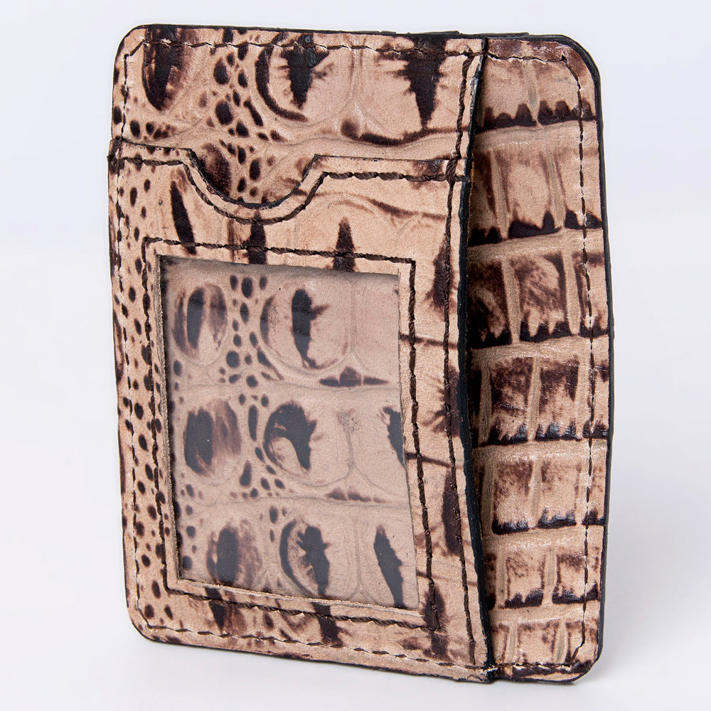 ADBG976 Crocodile Embossed Leather Card Holder Western Minimalist by American Darling