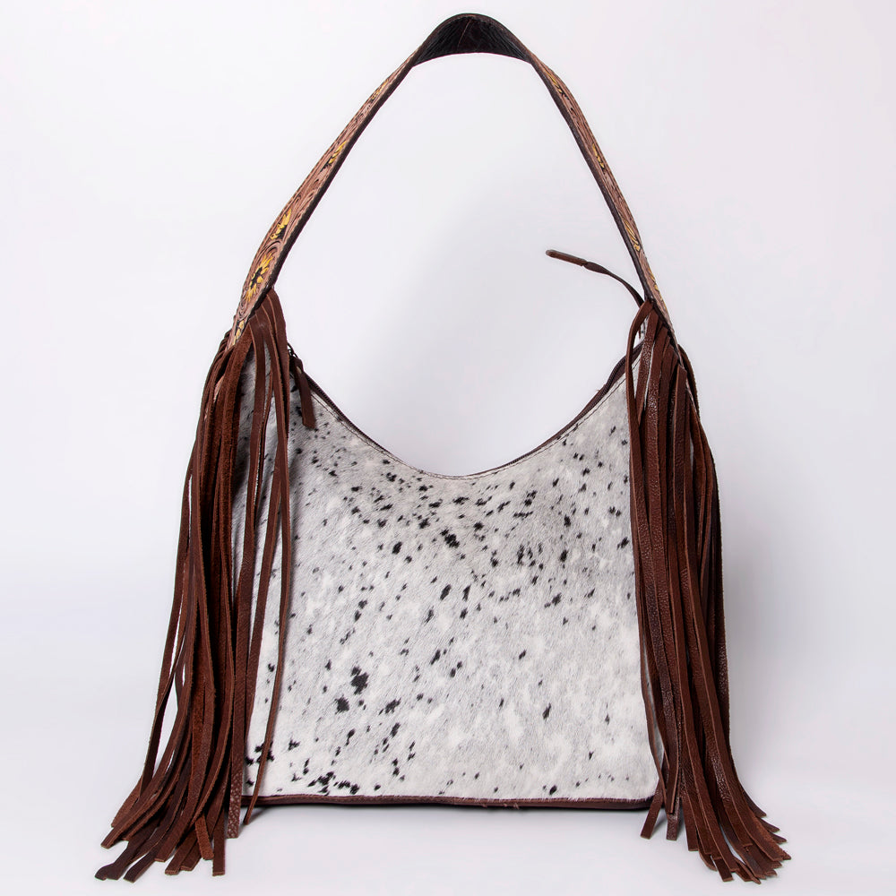LC-ADBGA299 American Darling Hobo Bag Hair-On Leather with Floral Tooled Strap & Fringe