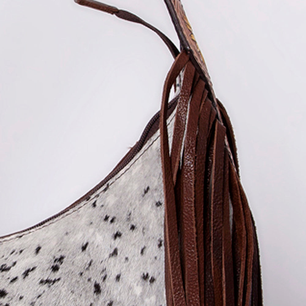 LC-ADBGA299 American Darling Hobo Bag Hair-On Leather with Floral Tooled Strap & Fringe
