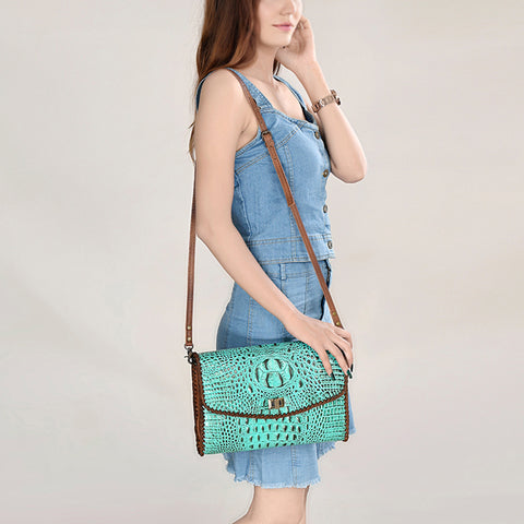 American Darling Western Crocodile-Embossed Leather Handbag  Coin Purse Hand bag