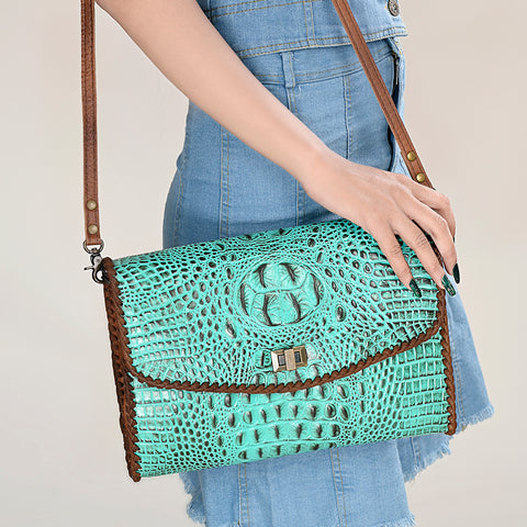 American Darling Western Crocodile-Embossed Leather Handbag  Coin Purse Hand bag