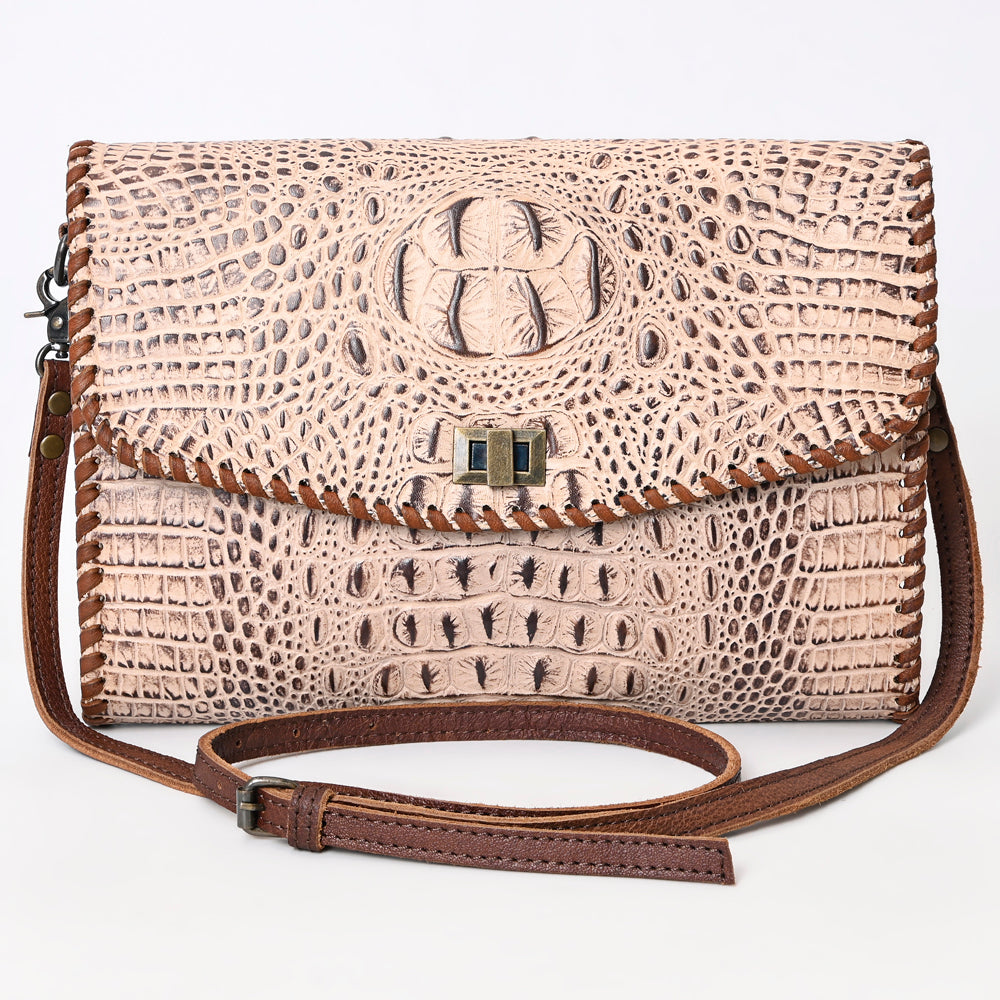 American Darling Western Crocodile-Embossed Leather Handbag - Coin Purse Hand bag