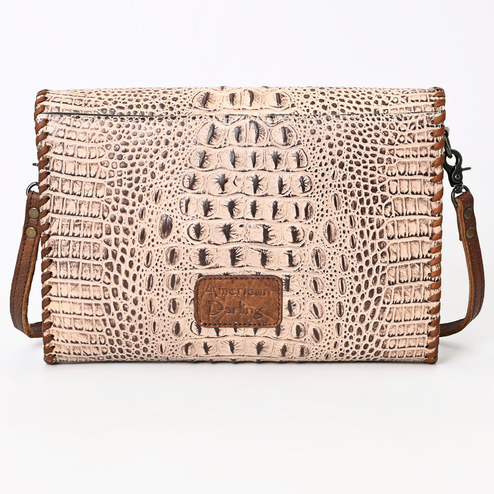 American Darling Western Crocodile-Embossed Leather Handbag - Coin Purse Hand bag