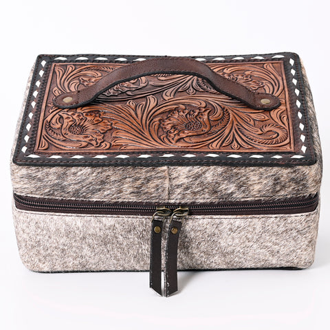 American Darling Buck Stitched Hand Tooled Cowhide Jewelry Case